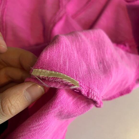 Pilcro Top Womens XS Extra Small Hot Pink Stitched V Neck Ribbed Anthropologie - Picture 9 of 12